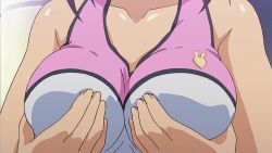 Rule 34 | 10s, 1girl, animated, animated gif, anime screenshot, grabbing another&#039;s breast, breasts, grabbing, itsuka tenma no kuro usagi, large breasts, shigure haruka, solo