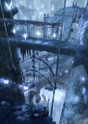 Rule 34 | absurdres, bridge, building, highres, hollow knight, no humans, scenery, water, waterfall