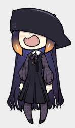 Rule 34 | 1girl, black hat, dress, female focus, full body, hat, hat over eyes, hololive, hololive english, igalimax, long hair, ninomae ina&#039;nis, ninomae ina&#039;nis (casual), pinafore dress, simple background, sleeveless, sleeveless dress, smile, solo, tagme, tentacle hair, very long hair, virtual youtuber