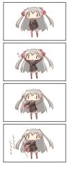 Rule 34 | &gt;:), 10s, 1girl, 4koma, :&gt;, absurdres, amatsukaze (kancolle), aoki ume (style), arms up, artificial vagina, bad id, bad pixiv id, blush, border, brown dress, choker, comic, dress, full body, grey hair, hair tubes, highres, kantai collection, long hair, looking at viewer, motion lines, nanakusa suzuna, sailor dress, sex toy, short dress, simple background, solo, striped clothes, striped thighhighs, tenga, thighhighs, twintails, two side up, v-shaped eyebrows, very long hair, waving arms, white background, wide face, zettai ryouiki, | |