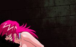 Rule 34 | 1girl, animated, animated gif, breasts, collar, closed eyes, female focus, game cg, lowres, nipples, pink hair, raika grace, rape, solo, upper body, viper, viper f40