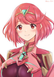 Rule 34 | 1girl, absurdres, bob cut, breasts, chest jewel, earrings, gem, headpiece, highres, jewelry, large breasts, pyra (xenoblade), red eyes, red hair, ryochan96154, short hair, solo, swept bangs, tiara, xenoblade chronicles (series), xenoblade chronicles 2