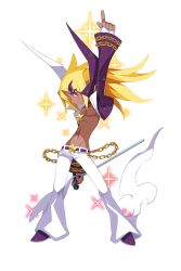Rule 34 | 1boy, akutare (disgaea), belt, blonde hair, demon boy, disgaea, disgaea rpg, fingerless gloves, full body, gloves, harada takehito, high collar, holding, holding microphone, jacket, long hair, looking at viewer, microphone, navel, official art, open clothes, open jacket, pants, pointing, pointing up, pointy ears, purple eyes, smile, star (symbol), topless male, transparent background, white gloves, white pants