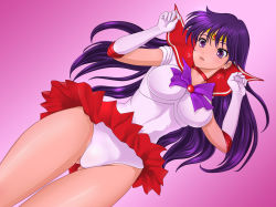 Rule 34 | 1990s (style), 1girl, bishoujo senshi sailor moon, blush, bow, breasts, cameltoe, choker, clothes lift, covered erect nipples, dutch angle, earrings, elbow gloves, female focus, gloves, hino rei, jewelry, long hair, magical girl, panties, pink background, purple bow, purple eyes, purple hair, red skirt, retro artstyle, sailor mars, shoes, skirt, skirt lift, solo, sonota taisei, star (symbol), star earrings, underwear, white gloves