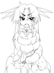 Rule 34 | 1girl, animated, animated gif, coiled, female focus, monochrome, open mouth, ryona, sakifox, simple background, skirt, squeezing, sweat, tentacles, white background