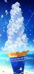 Rule 34 | beach, blue sky, bubble, cloud, cloudy sky, cone, cumulonimbus cloud, day, fish, floating, food, highres, ice cream, makoron117117, ocean, original, sand, scenery, sky, soft serve, starfish, sunlight, water