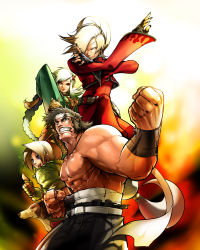 Rule 34 | 2boys, 2girls, abs, androgynous, ash crimson, belt, blue mary, braid, clenched teeth, crossdressing, crossover, data east, dog, eyebrows, falcoon, fatal fury, fighter&#039;s history, fingerless gloves, fingernails, gloves, hair over one eye, headband, highres, kof: maximum impact, long fingernails, long hair, makoto mizoguchi, manly, maximum impact ii, mizoguchi makoto, multiple boys, multiple girls, muscular, nail, snk, teeth, the king of fighters, thumbs up, trap, xiao lon