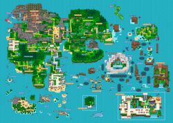 Rule 34 | absurdres, battle frontier (pokemon), bridge, building, claws, cliff, commentary, creatures (company), desert, flying, from above, game freak, gen 3 pokemon, grass, groudon, highres, hoenn map, island, kyogre, latias, latios, legendary pokemon, lighthouse, nintendo, ocean, pixel art, pokemon, pokemon (creature), pokemon center, pokemon emerald, pokemon gym, pokemon rse, rayquaza, red eyes, sand, stairs, tree, wailord, water, waterfall, woodspixl