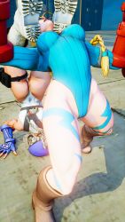 Rule 34 | 2girls, 3d, alternate skin color, antenna hair, ass, bare shoulders, blonde hair, blue eyes, blue headwear, blue leotard, braid, breasts, cammy white, clenched hand, covered navel, curvy, fighting, flexible, full body, gloves, grabbing, grabbing from behind, hat, highleg, highleg leotard, highres, huge ass, large breasts, leotard, lips, long hair, multiple girls, multiple persona, red gloves, ryona, screencap, shiny clothes, street fighter, street fighter v, thighs, third-party edit, thong leotard, twin braids, very long hair, white leotard, wide hips