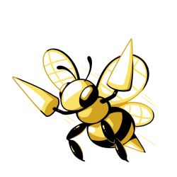 Rule 34 | beedrill, commentary, creature, creatures (company), english commentary, flying, full body, game freak, gen 1 pokemon, monochrome, motion lines, nintendo, no humans, pokemon, pokemon (creature), rumwik, signature, simple background, solo, white background, yellow theme