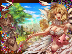 Rule 34 | 4girls, 6+boys, 6+others, acolyte (ragnarok online), angel wings, apron, bangle, bard, bard (ragnarok online), beer mug, bell, bird, blacksmith (ragnarok online), blonde hair, blossom (ragnarok online), blue hair, blue sky, border, bow, bow bra, bra, bracelet, breasts, brown cape, brown hair, bug, cape, carrot, cleavage, closed eyes, closed mouth, cloud, commentary request, cowboy shot, cup, day, dress, eclipse (ragnarok online), feeding, festival, full body, glasses, gloves, grass, grasshopper, green hair, guitar, hat, holding, holding tray, insect, instrument, jewelry, large breasts, leaf umbrella, long hair, looking at another, looking at viewer, looking to the side, lord knight (ragnarok online), lunatic (ragnarok online), maid, maid headdress, merchant (ragnarok online), mug, multiple boys, multiple girls, multiple others, music, navel, open mouth, outdoors, panties, pants, path, pink hair, playing instrument, plume, ponytail, poring, priest (ragnarok online), purple headwear, rabbit, ragnarok online, rainbow order, red bow, red cape, red eyes, red panties, road, rocker (ragnarok online), sepia, shirt, shoes, short hair, sidelocks, sitting, sky, slime (creature), standing, surprised, table, tokiwa tsuneba, tray, tree, underwear, very short hair, violin, walking, wall, wanderer (ragnarok online), white bra, white shirt, white wings, wings, wizard (ragnarok online)