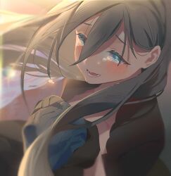 Rule 34 | 1girl, absurdres, blue archive, blue eyes, crying, crying with eyes open, gloves, highres, long hair, luyangliu, open mouth, shiroko (blue archive), shiroko terror (blue archive), solo, tears