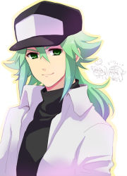 Rule 34 | !?, 00s, 10s, 1girl, 2boys, ^^^, baseball cap, creatures (company), cucuria, game freak, green eyes, green hair, hat, male focus, matching hair/eyes, may (pokemon), multiple boys, n (pokemon), nintendo, pokemon, pokemon bw, pokemon rse, ponytail, shichi miko, smirk, solo focus, text focus, translation request, turtleneck, wally (pokemon)