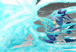 Rule 34 | bad id, bad pixiv id, blue eyes, blue hair, bow, cirno, dress, eom, hair bow, ice, short hair, solo, touhou, wings
