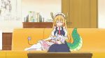Rule 34 | 10s, 2girls, animated, anime screenshot, dragon tail, gradient hair, horns, kanna kamui, kobayashi-san chi no maidragon, multicolored hair, multiple girls, tail, tohru (maidragon), video