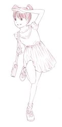 Rule 34 | 1girl, bag, dress, handbag, monochrome, original, sketch, solo, traditional media, yoshitomi akihito