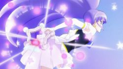 Rule 34 | 10s, animated, animated gif, boots, cure fortune, happinesscharge precure!, instrument, lowres, ponytail, precure, purple eyes, purple hair, screencap, solo, sparkle, tambourine, thigh boots, thighhighs