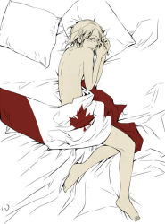 Rule 34 | 1boy, axis powers hetalia, canada (hetalia), flag, flat color, full body, male focus, nude, partially colored, solo, tagme, white background