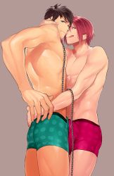 Rule 34 | 10s, 2boys, abs, bulge, erection, erection under clothes, free!, frottage, grin, male focus, matsuoka rin, multiple boys, muscular, pectorals, penis, smile, tagme, tongue, underwear, undressing, yamazaki sousuke, yaoi