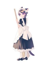 Rule 34 | 1boy, :&lt;, absurdres, alternate costume, animal ear fluff, animal ears, apron, ayame (3103942), back bow, bamboo broom, black dress, black hair, blonde hair, blush, bow, broom, cat boy, cat ears, cat tail, closed mouth, commentary request, crossdressing, dress, enmaided, eyeshadow, frilled apron, frilled dress, frills, full body, highres, holding, holding broom, looking at viewer, looking back, maid, maid apron, maid headdress, makeup, male focus, medium hair, multicolored hair, nijisanji, nijisanji en, parted bangs, pink hair, puffy short sleeves, puffy sleeves, purple eyes, purple hair, red eyeshadow, shoes, short sleeves, shu yamino, sidelocks, simple background, solo, standing, streaked hair, swept bangs, tail, virtual youtuber, white apron, white background, white bow, white footwear