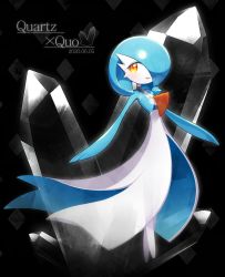 Rule 34 | 1girl, alternate color, black background, blue hair, blue skin, blush, bob cut, character name, choker, colored skin, creatures (company), crystal, dated, english text, female focus, flat chest, full body, game freak, gardevoir, gem, gen 3 pokemon, hair over one eye, half-closed eyes, happy, lace, lace choker, looking to the side, lotosu, mega stone, multicolored skin, nintendo, open mouth, outstretched arms, pokemon, pokemon (creature), quartz (gemstone), shiny pokemon, short hair, smile, solo, standing, star (symbol), star in eye, symbol in eye, transparent, two-tone skin, white skin