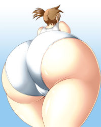Rule 34 | 1girl, ass, ass focus, bare shoulders, cameltoe, creatures (company), game freak, huge ass, misty (pokemon), nintendo, one-piece swimsuit, pokemon, pokemon lgpe, side ponytail, solo, swimsuit, thick thighs, thighs, yuri usa