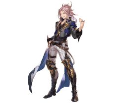 Rule 34 | 10s, 1boy, belt, blue eyes, boots, braid, full body, granblue fantasy, jewelry, long hair, male focus, minaba hideo, official art, pink hair, ponytail, randall (granblue fantasy), ring, solo, teeth, transparent background