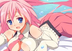 Rule 34 | 10s, 1girl, 9law, bad id, bad pixiv id, bermuda princess lena, bermuda triangle, blue eyes, blush, breasts, cardfight!! vanguard, elbow gloves, gloves, large breasts, long hair, lying, necktie, on stomach, pink hair, solo, twintails, underboob