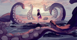 Rule 34 | 1girl, female focus, full body, hololive, hololive english, long hair, low wings, ninomae ina&#039;nis, ninomae ina&#039;nis (1st costume), occa-key, outdoors, purple hair, tagme, tentacle hair, tentacles, virtual youtuber, wings