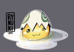 Rule 34 | digimon, digimon (creature), digitama, egg, eggshell, eggshell hat, highres, looking at viewer, smile, solo, yolkmon
