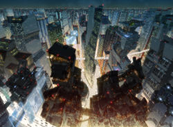 Rule 34 | building, car, city, cityscape, cyberpunk, highres, landscape, motor vehicle, night, original, scenery, science fiction, skyscraper, suzi (huanhuanhuan), vehicle