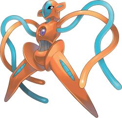 Rule 34 | creatures (company), deoxys, deoxys (normal), expressionless, full body, game freak, gen 3 pokemon, highres, horns, legendary pokemon, looking at viewer, mythical pokemon, nintendo, no humans, no mouth, non-web source, official art, pokemon, pokemon (creature), pokemon mystery dungeon, pokemon super mystery dungeon, solo, tentacles, transparent background