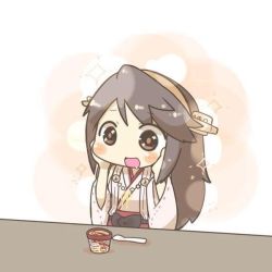 Rule 34 | 10s, blush, drooling, food, haruna (kancolle), ice cream, inishie, kantai collection, solo