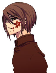 Rule 34 | 1boy, axis powers hetalia, bad id, bad pixiv id, blood, brown eyes, brown hair, chinese clothes, hong kong (hetalia), male focus, shougo-akira, simple background, solo, white background