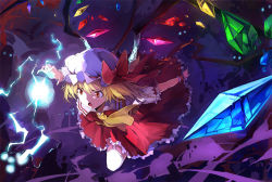 Rule 34 | 1girl, ascot, bad id, bad pixiv id, blonde hair, bow, dress, energy ball, fang, female focus, flandre scarlet, hat, hat bow, open mouth, puffy sleeves, red dress, red eyes, shirt, short sleeves, solo, touhou, wings, wrist cuffs, zhuxiao517