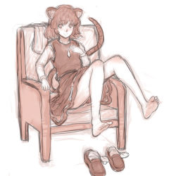Rule 34 | 1girl, animal ears, barefoot, blush, feet, full body, jewelry, kuro suto sukii, looking at viewer, mouse ears, mouse tail, nazrin, necklace, shoes, unworn shoes, short hair, simple background, sitting, sketch, skirt, smile, socks, solo, tail, toes, touhou, white background