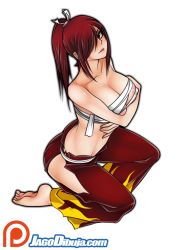 Rule 34 | 1girl, animated, animated gif, bandages, bandages around chest, breasts, brown eyes, erza scarlet, fairy tail, highres, jago dibuja, large breasts, long hair, nipples, nude, patreon, ponytail, red hair, solo