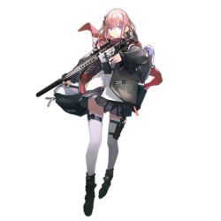 Rule 34 | 1girl, ar-15, assault rifle, backpack, bag, black footwear, blue eyes, blue hair, boots, closed mouth, full body, girls&#039; frontline, grey skirt, gun, hair between eyes, hair ornament, holding, holding gun, holding weapon, holster, jacket, lin+, long hair, long sleeves, looking at viewer, magazine (weapon), multicolored hair, official alternate costume, official art, one side up, pink hair, pleated skirt, rifle, scarf, school uniform, scope, sidelocks, skindentation, skirt, solo, st ar-15 (girls&#039; frontline), st ar-15 (literary girl) (girls&#039; frontline), streaked hair, suppressor, thigh holster, thighhighs, transparent background, trigger discipline, weapon, white thighhighs