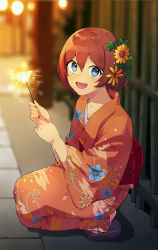 Rule 34 | 1girl, blue eyes, blush, japanese clothes, kimono, muimi (princess connect!), princess connect!, prkn yb