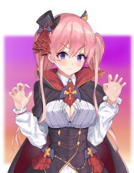 Rule 34 | 1girl, absurdres, blush, breasts, closed mouth, fang, female focus, halloween, highres, large breasts, looking at viewer, pink hair, princess connect!, purple eyes, smile, solo, tsumugi (princess connect!), yasushi (n0t 0t4ku)