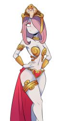 Rule 34 | 10s, 1girl, armor, bikini armor, breasts, cellix1, egyptian clothes, hair over one eye, highres, little witch academia, navel, red eyes, shantae (series), shantae and the pirate&#039;s curse, showgirl skirt, solo, sucy manbavaran, thighlet, tiara, tumblr