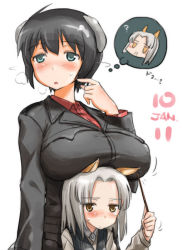 Rule 34 | 10s, 2girls, brave witches, breast rest, breasts, breasts on head, edytha rossmann, height difference, huge breasts, luciana mazzei, multiple girls, strike witches, strike witches: kurenai no majo-tachi, world witches series