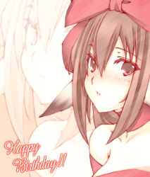 Rule 34 | 1girl, animal ears, blush, brown hair, happy birthday, highres, looking at viewer, solo, yui.h, zoom layer