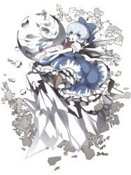 Rule 34 | 1girl, cirno, embodiment of scarlet devil, female focus, fish, frog, hair between eyes, ice, solo, touhou, uki (room 405), white background
