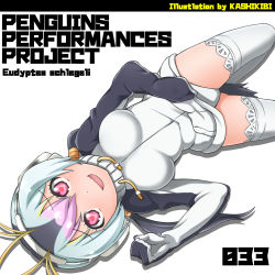 Rule 34 | 10s, bad id, bad pixiv id, black hair, breasts, commentary request, headphones, heart, heart-shaped pupils, jacket, kemono friends, kurosawa (kurosawakyo), long hair, looking at viewer, multicolored hair, open mouth, penguins performance project (kemono friends), red eyes, royal penguin (kemono friends), smile, symbol-shaped pupils, thighhighs, twintails, white thighhighs