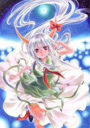 1girl breasts ex-keine female_focus horns kamishirasawa_keine long_hair red_eyes silver_hair solo totsuki touhou