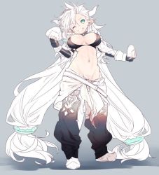 Rule 34 | 10s, 1girl, ;), absurdly long hair, almeida (granblue fantasy), aqua eyes, areola slip, bikini, bikini top only, breasts, cleavage, covered erect nipples, draph, elbow gloves, female pubic hair, fingerless gloves, food, full body, gloves, granblue fantasy, green eyes, grin, groin, horns, koza game, large breasts, long hair, looking at viewer, low-tied long hair, low twintails, lowleg, lowleg pants, navel, navel piercing, no panties, one eye closed, onigiri, pants, piercing, pointy ears, pubic hair, shadow, shoes, simple background, smile, solo, spot color, standing, swimsuit, twintails, very long hair