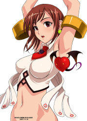 Rule 34 | 1girl, armpits, breasts, brown hair, necktie, original, red eyes, ryu (ryu&#039;s form site), short hair, simple background, solo, white background