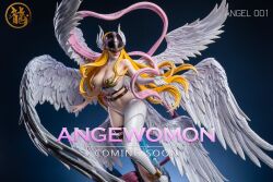 Rule 34 | angel, angel girl, angewomon, asymmetrical clothes, asymmetrical legwear, breasts, cleavage, digimon, digimon (creature), dragon studio, extra wings, figure, head wings, large breasts, long hair, mask, monster girl, revealing clothes, sagging breasts, toy, wings