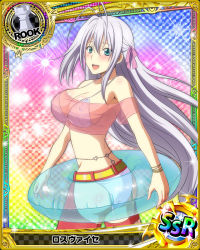 Rule 34 | 10s, 1girl, alternate costume, antenna hair, artist request, ass, bikini, blue eyes, bracelet, breasts, card (medium), character name, chess piece, cleavage, covered erect nipples, hair ribbon, high school dxd, huge breasts, innertube, jewelry, long hair, official art, ribbon, rook (chess), rossweisse, silver hair, solo, swim ring, swimsuit, torn bikini, torn clothes, torn swimsuit, trading card, twisted torso, very long hair, white bikini